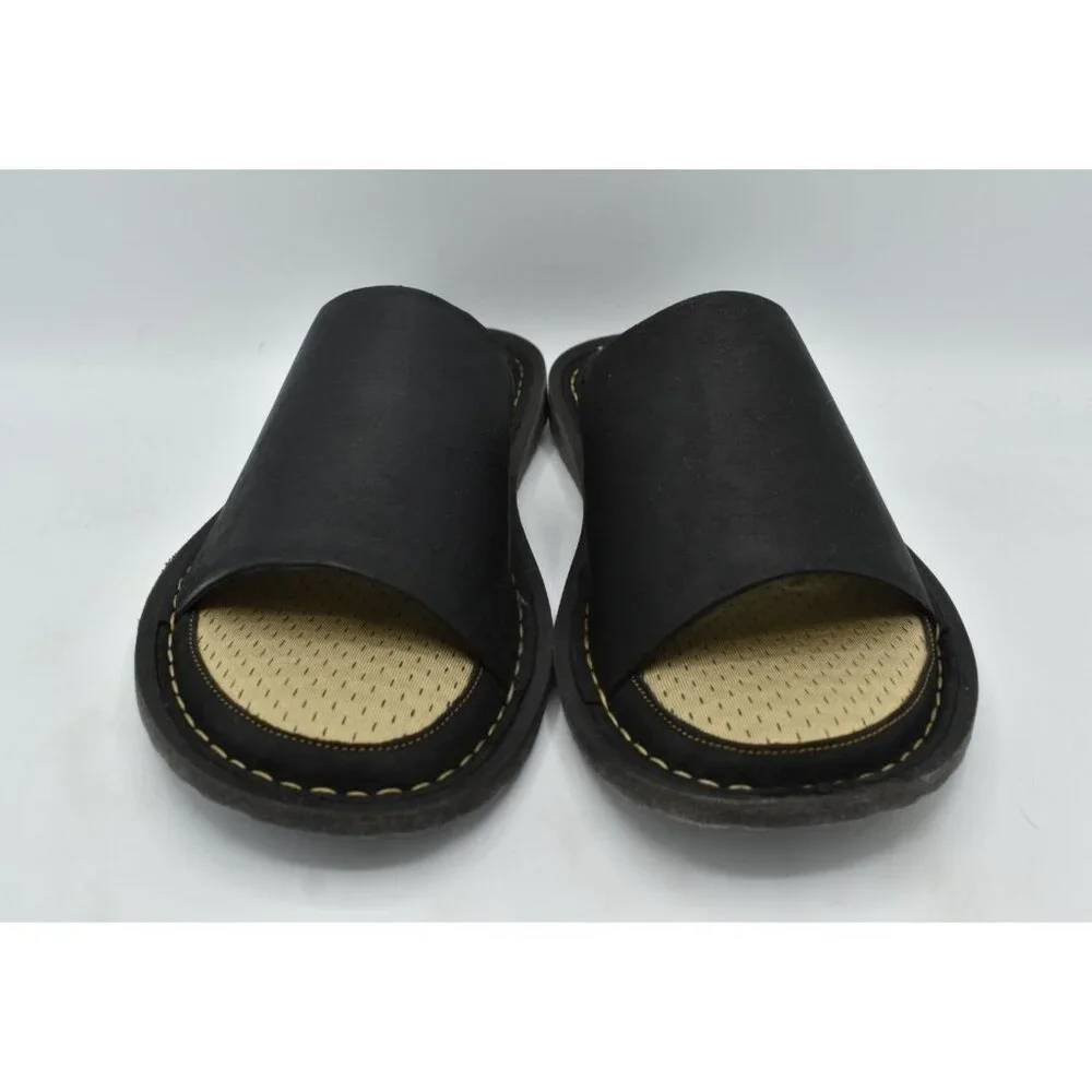 Born Mens Size 8 Leeward Black Full Grain Leather Slip On Slide‎ Sandals Shoes